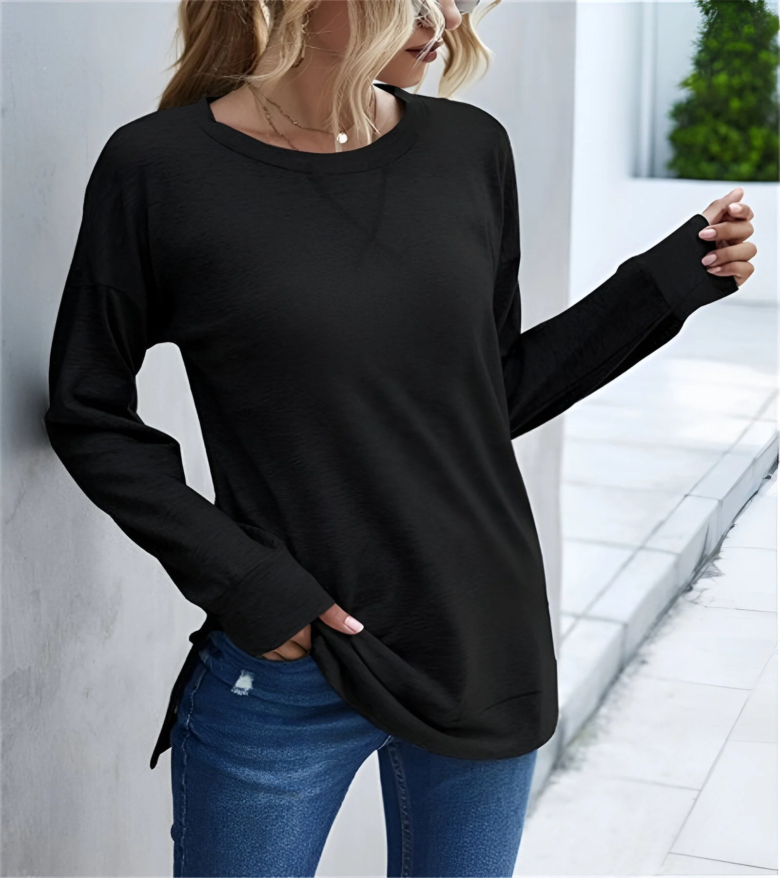 Nelly | Schickes Langarm-Shirt mit Kreuzsaum - Image 6